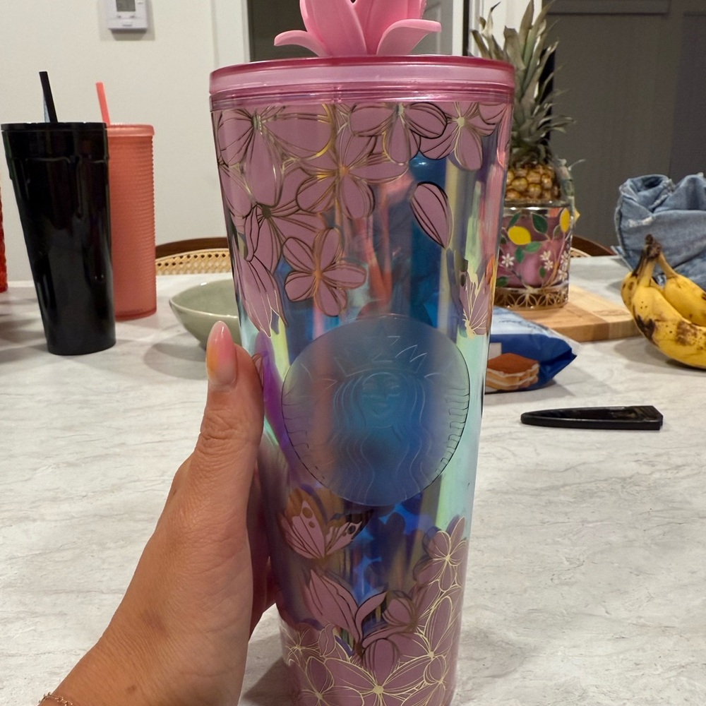 Starbucks 2025 Iridescent Pink Cherry Blossom Tumbler (no straw, just topper)